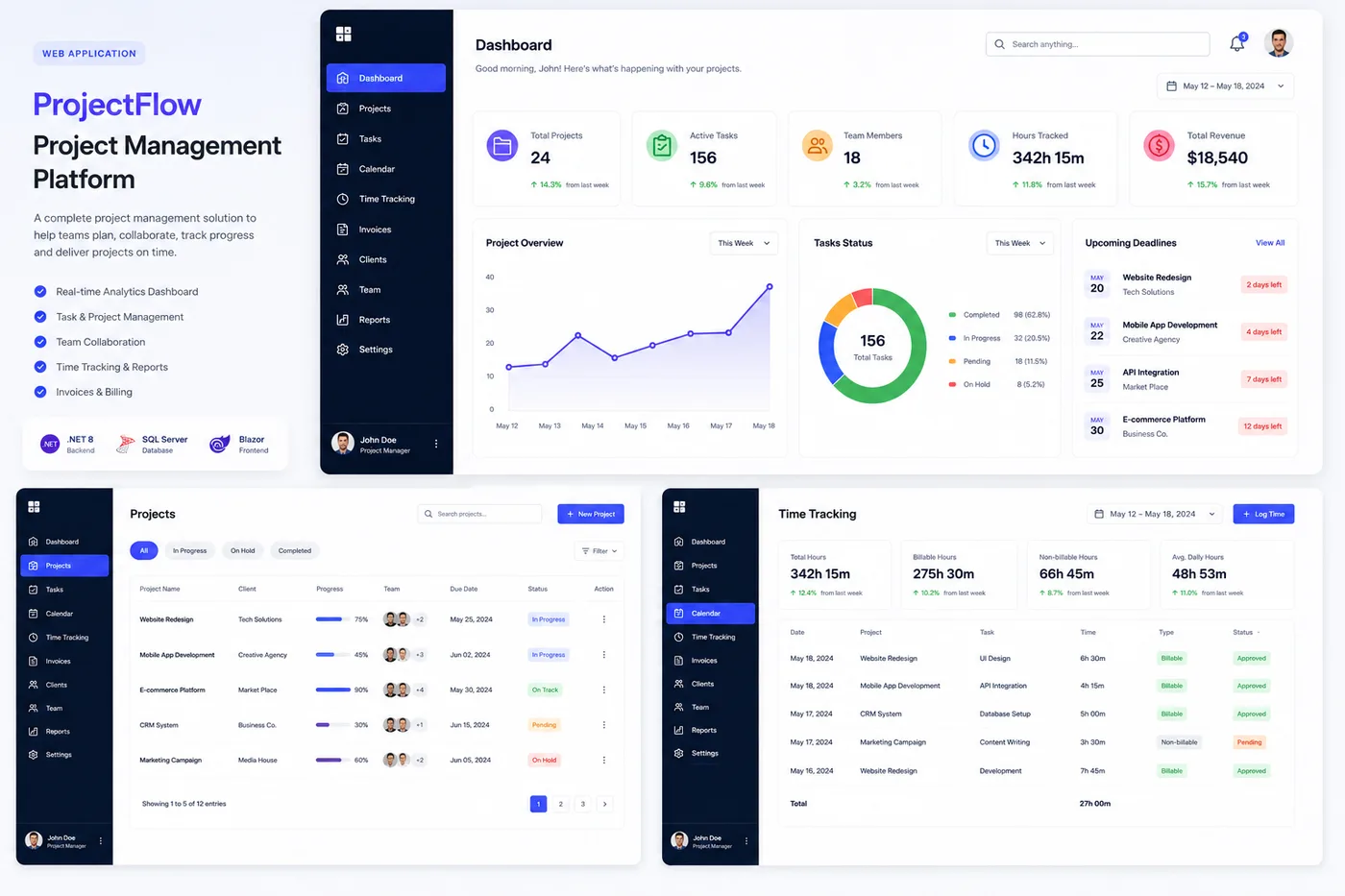 ProjectFlow Management Platform — Enterprise SaaS project by CodevexAI